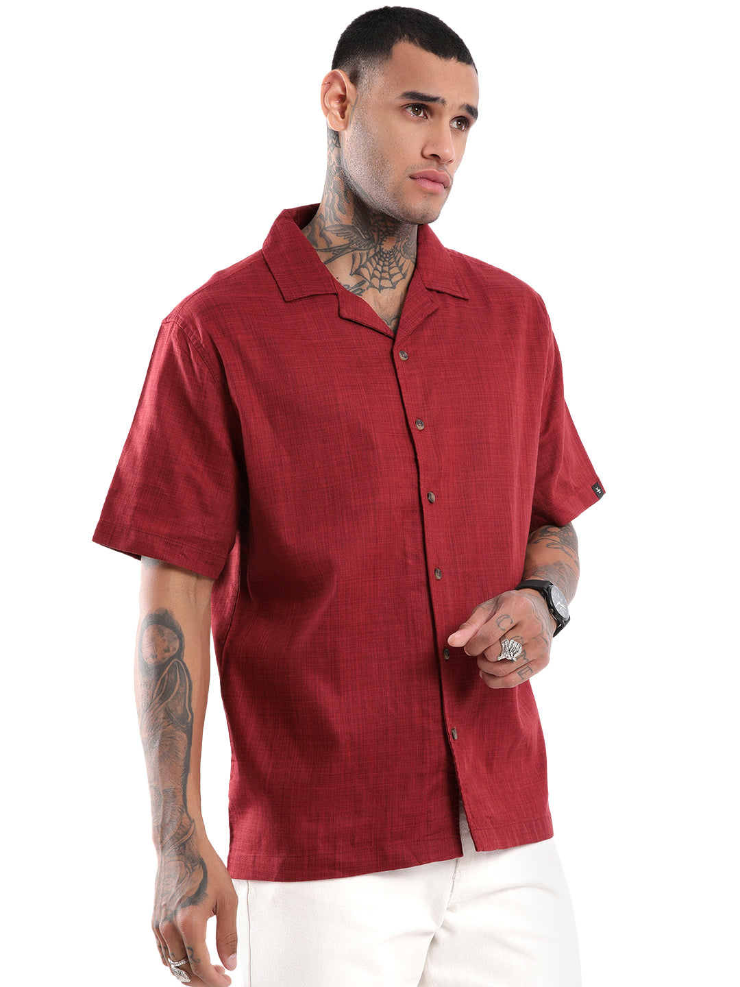 Elite Maroon Solid Shirt