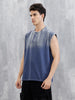 Washed Cut Off Sleeves T-Shirt | Blue