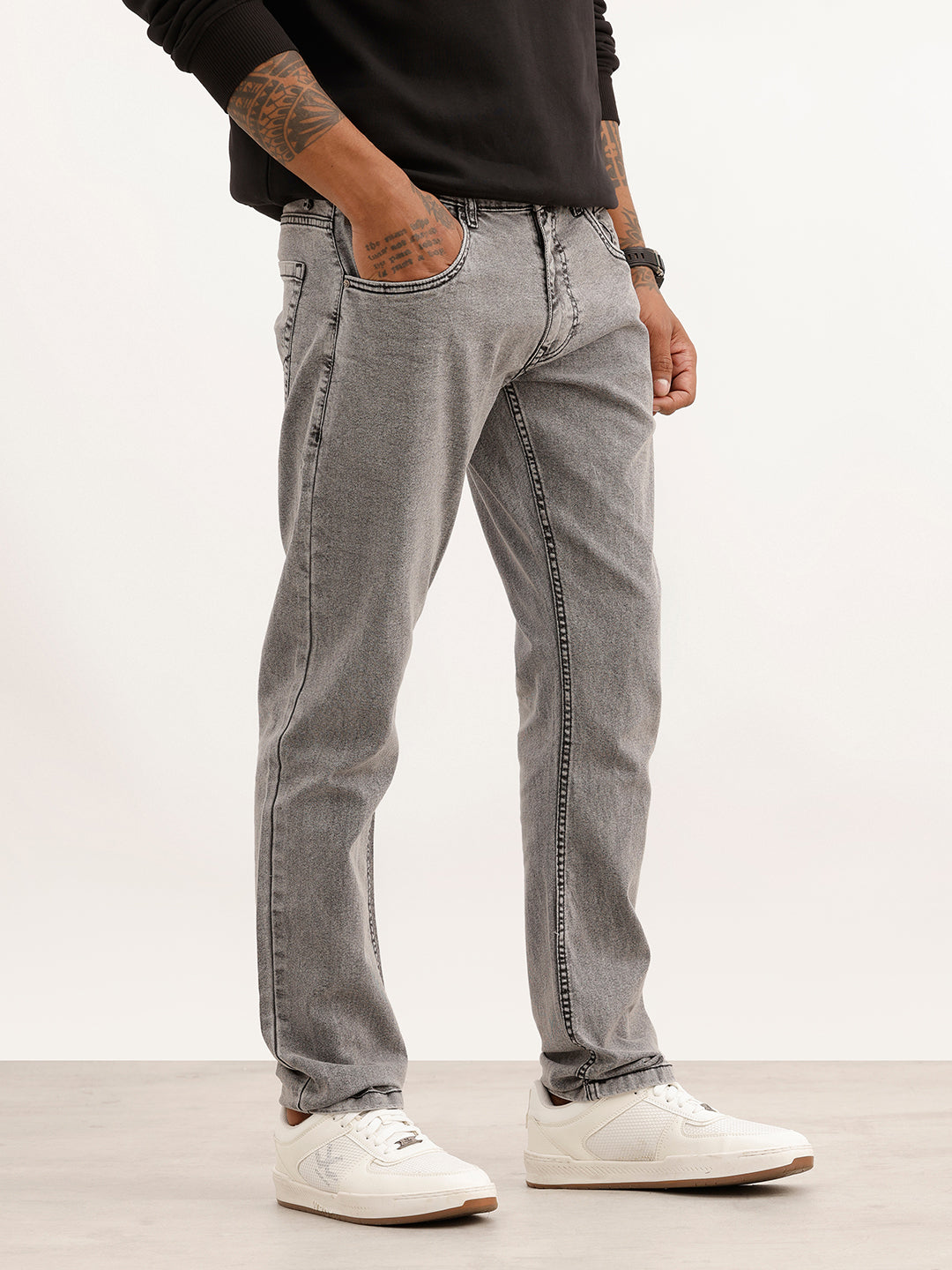 Washed Slim Fit Denim Jeans | Grey