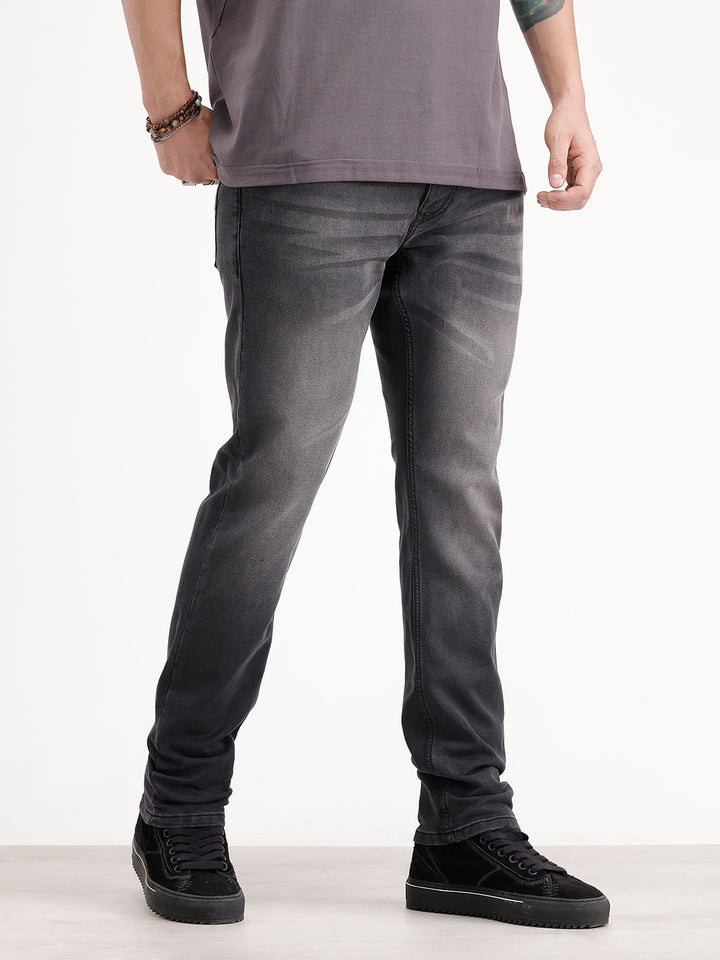 Slim Fit Washed Denim Jeans | Black