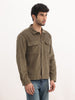 Solid Regular Fit Double Pocket Corduroy Jacket | Olive