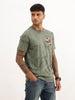 Slim Fit Placement Puffer Printed T-Shirt | Green