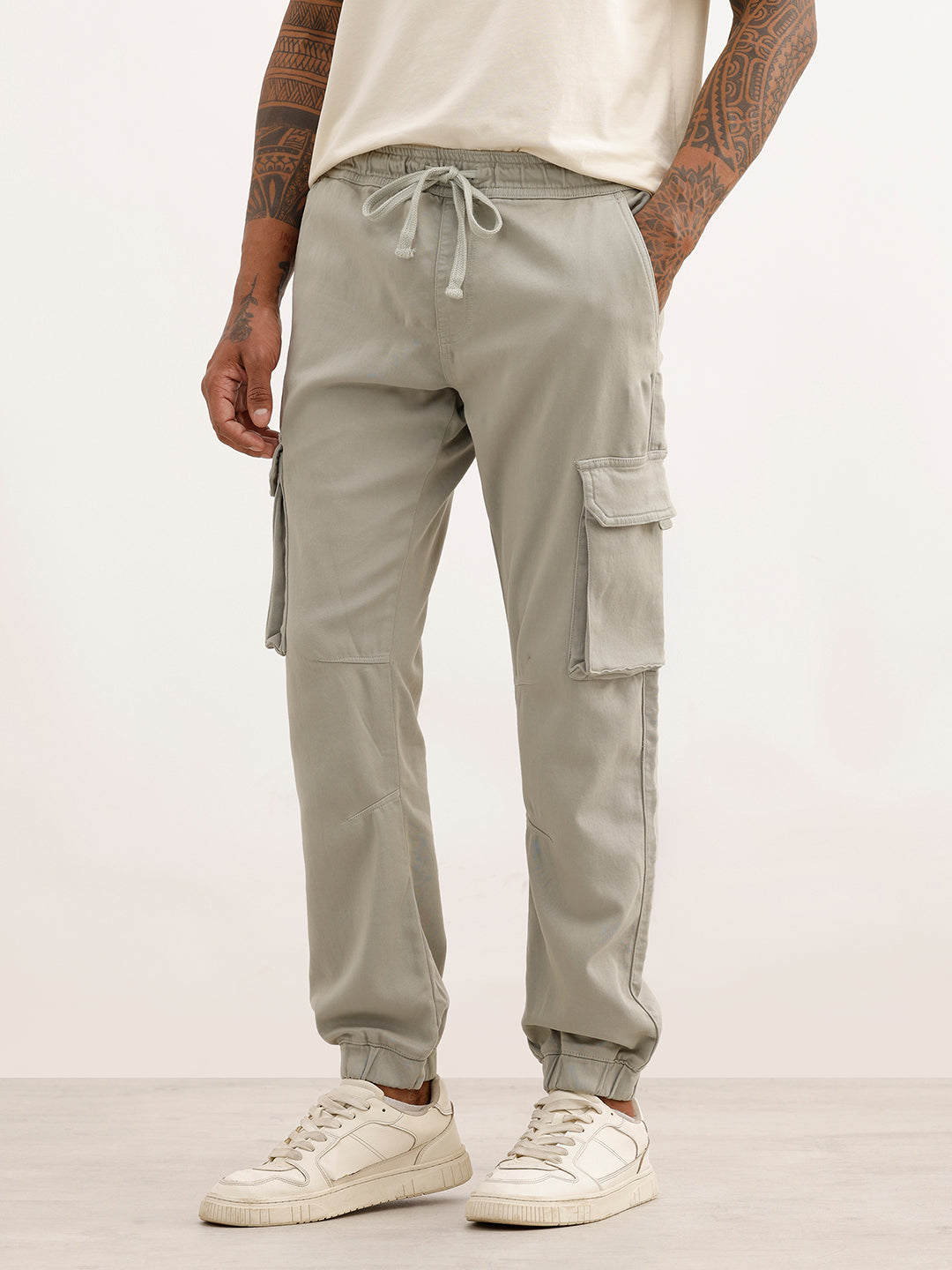 Straight Fit Cargo Joggers | Light Green
