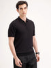 Slim Fit Flat Knit Polo T-Shirt | Black