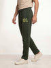 Solid Regular Fit Printed Jogger | Olive