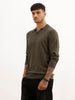 Solid Slim Fit Full Sleeve Polo T-Shirt | Olive | WPT02FSSL1628S