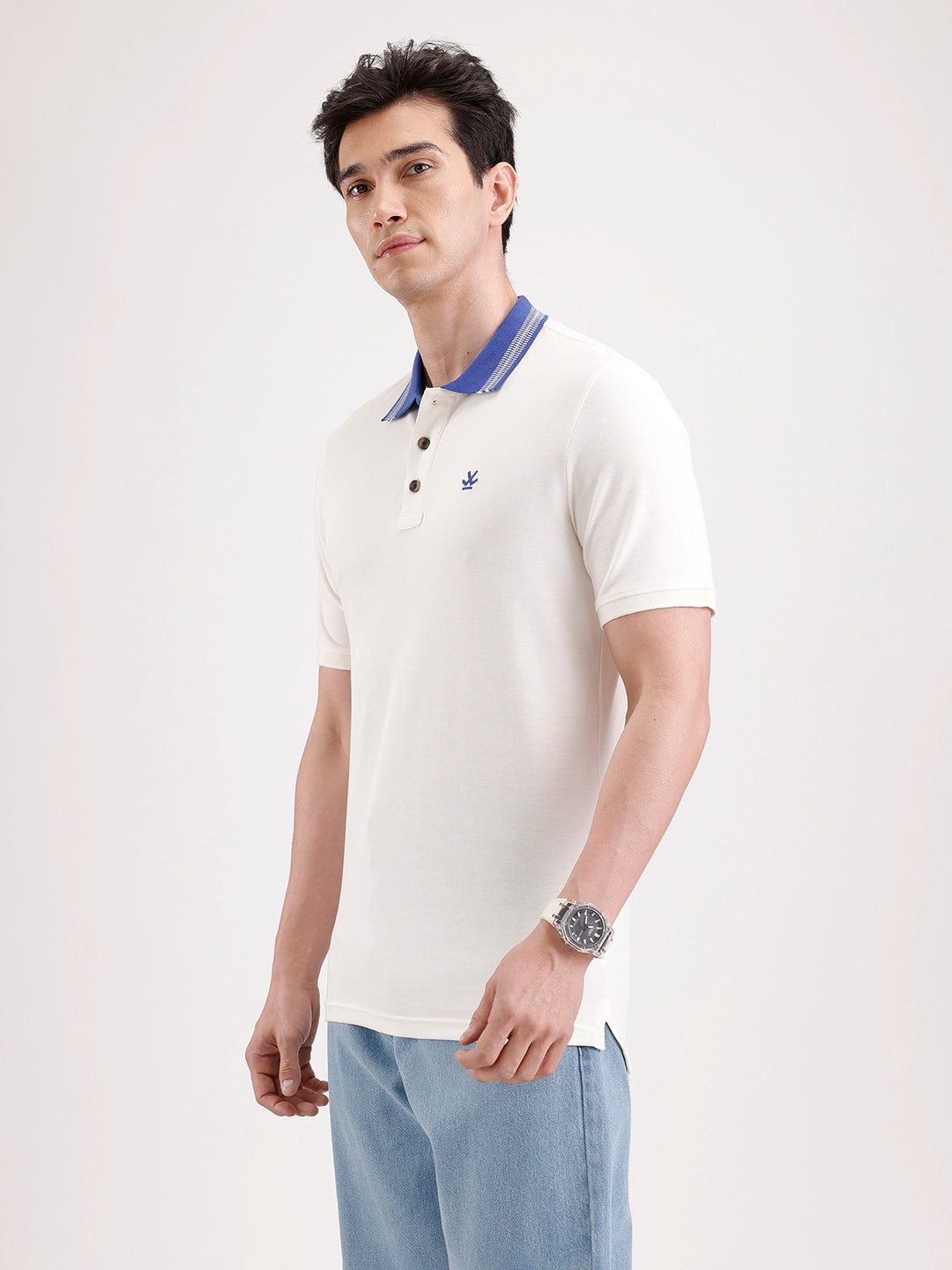 Jacquard Collar Polo T-Shirt  | Off White