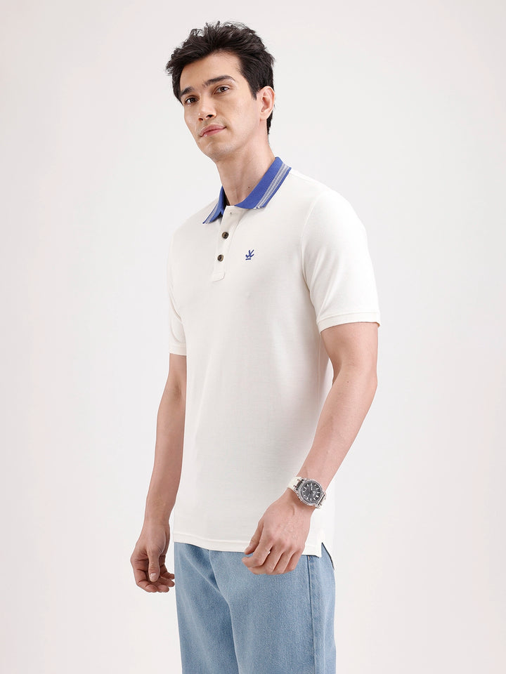 Jacquard Collar Polo T-Shirt  | Off White