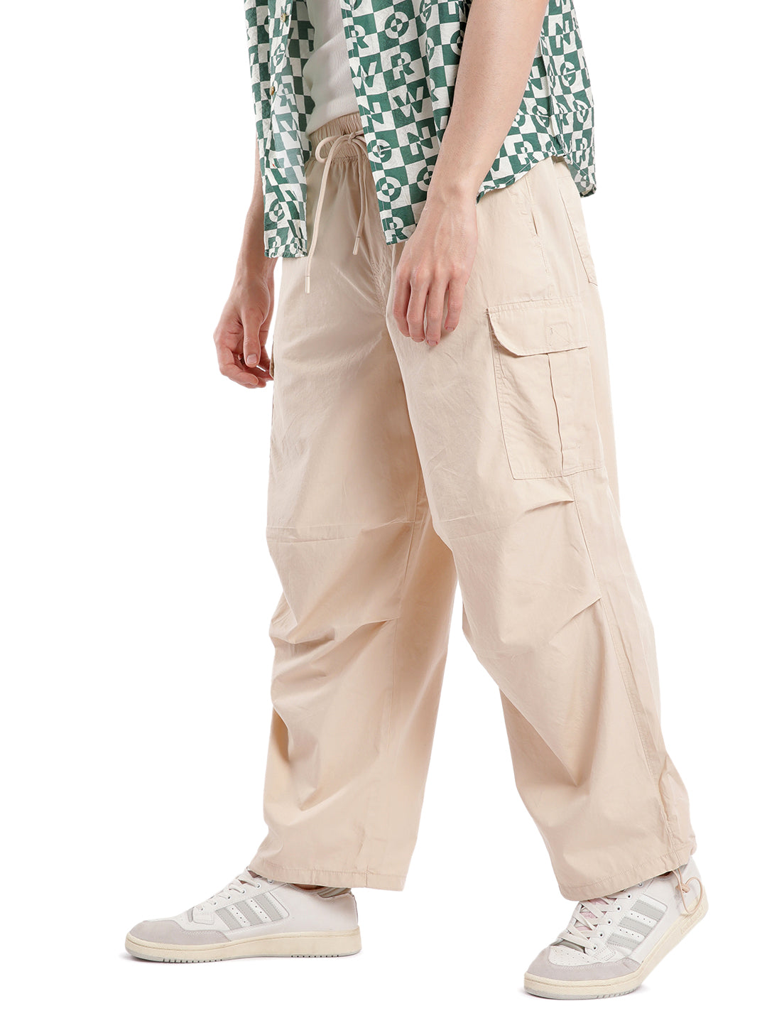 Beige Parachute Pants