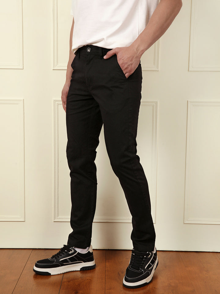 Soft Cotton Blend Chino Trouser | Black