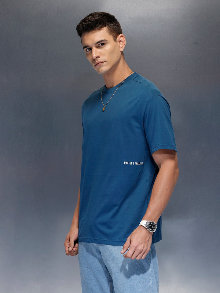Men's minimal printed oversized t-shirt | Teal