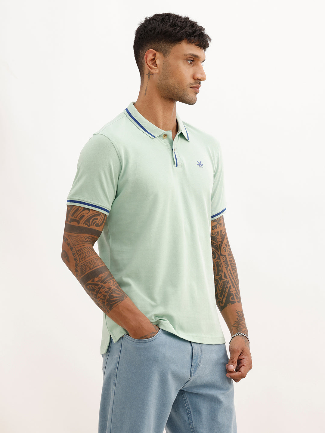 Classic Tipping Collar Polo T-Shirt | Green | WWTS253F