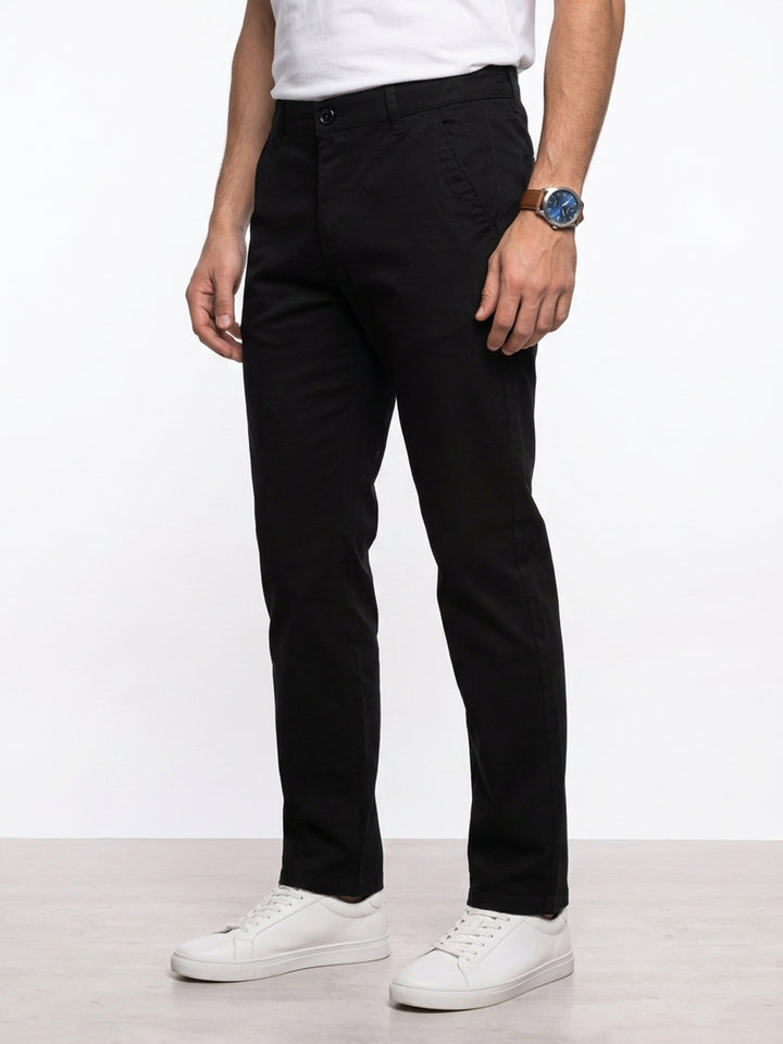 Solid Regular Fit Trouser | Black