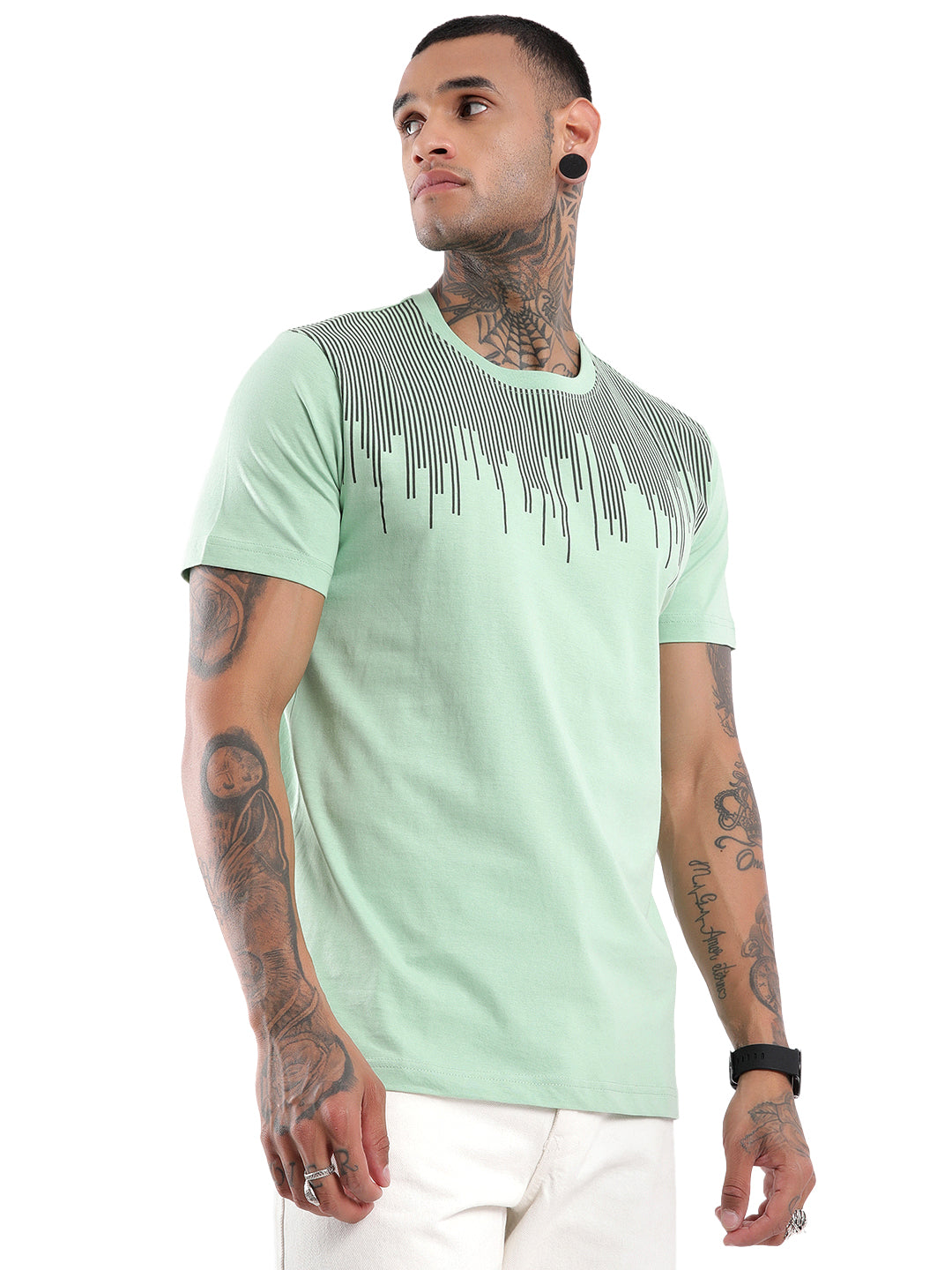 Striped Drip Printed T-Shirt