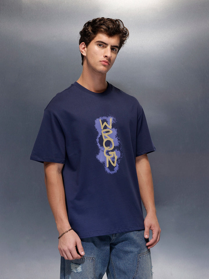 Placement Printed Regular Fit T-Shirt   |  Navy Blue