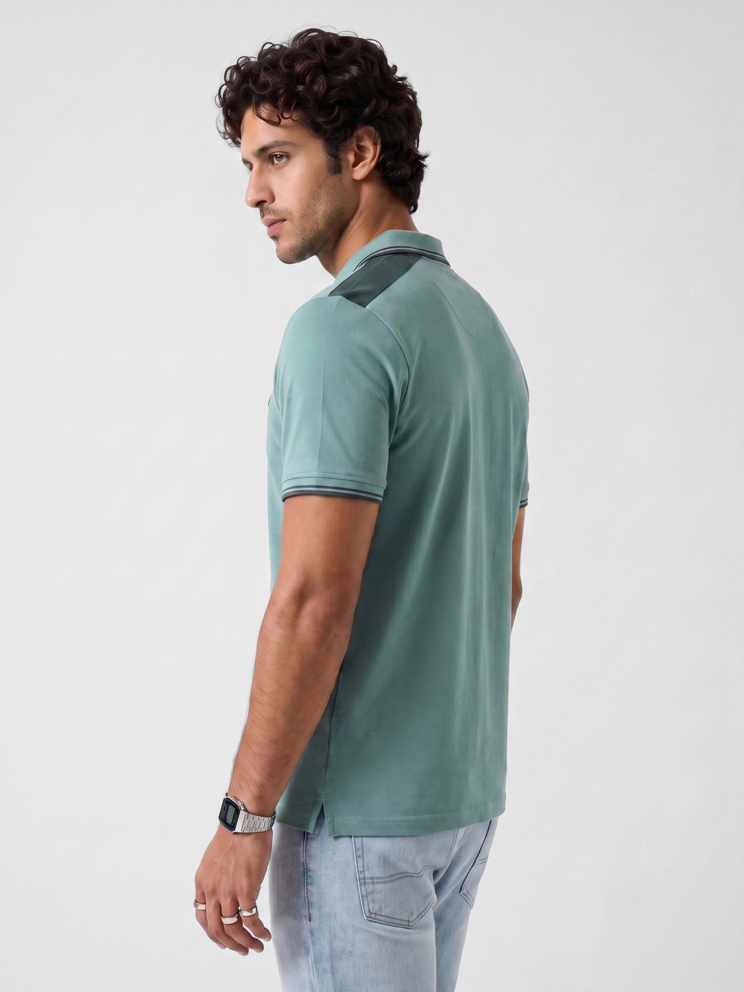 Slim Fit Tipping Collar Polo T-Shirt | Green