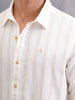 Linen Blend Premium Stripe Shirt In Slim Fit | White