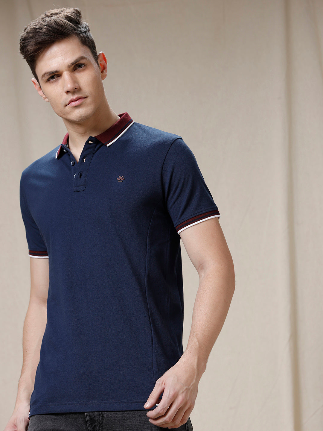 Blocked Edges Solid Polo T-Shirt