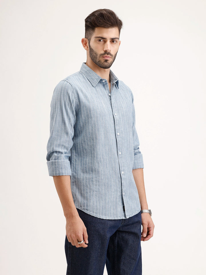 Slim Fit Striped Shirt | Blue
