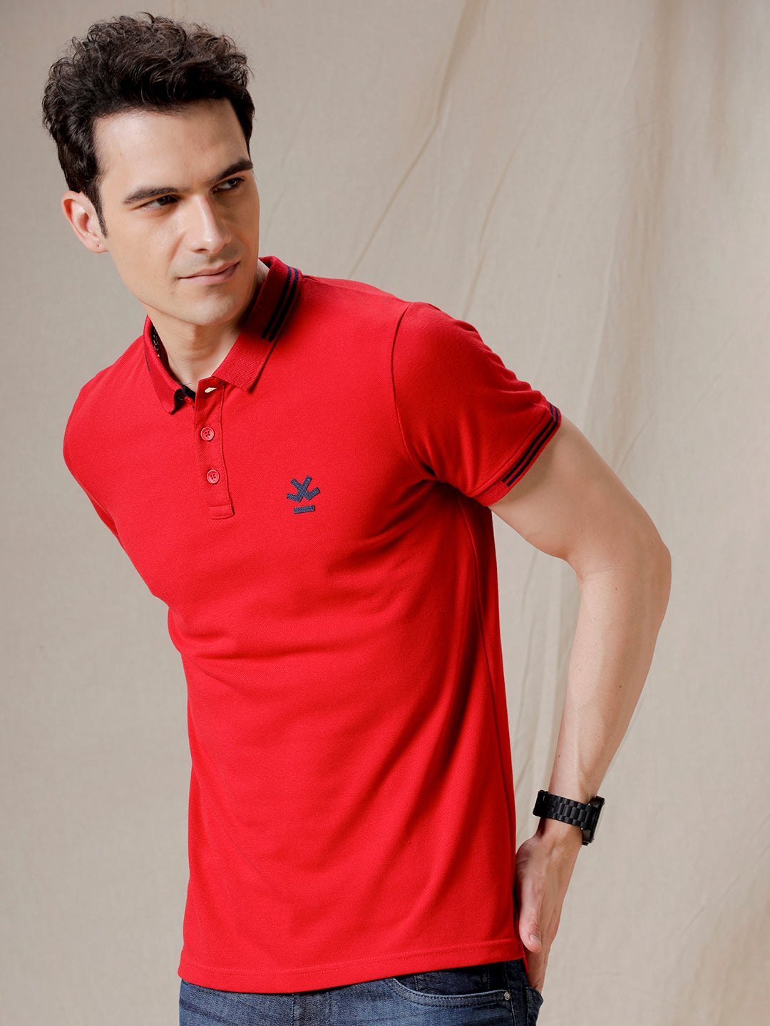 All Red Solid Polo T-Shirt