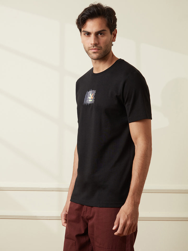 Embroidered Slim Fit T-Shirt | Black