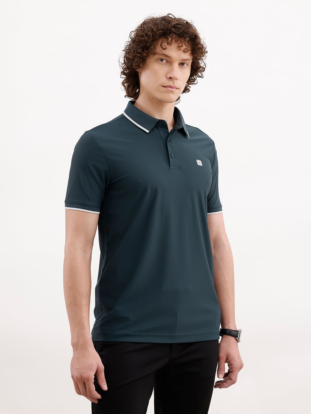 Slim Fit Tipping Collar Polo T-Shirt | Teal