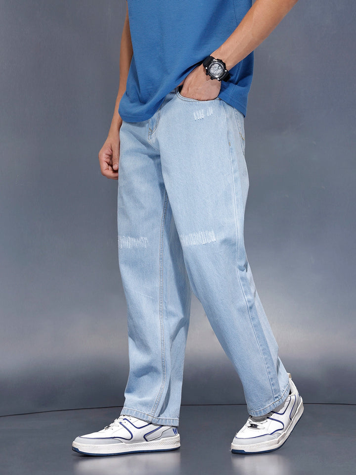Men’s loose fit light washed jeans | Super Stone