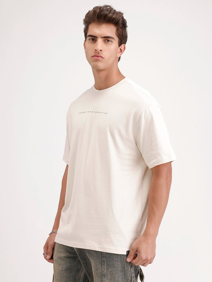 Oversized Fit Back Printed T-Shirt | Beige