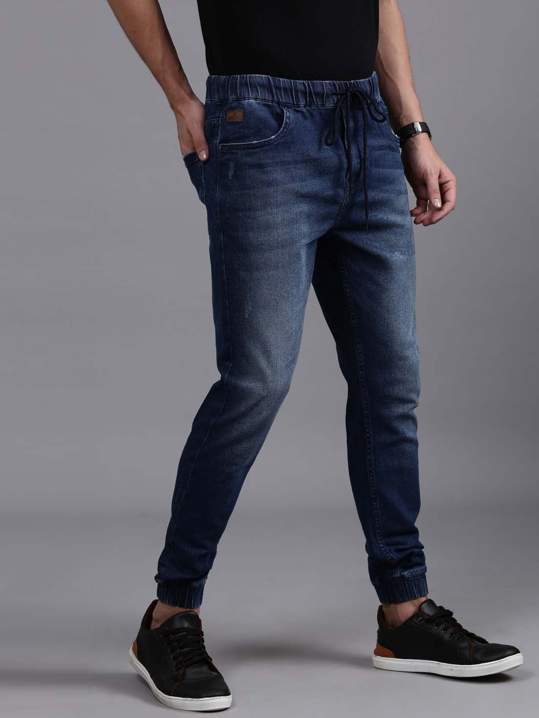 Mid Tone Blue Denim Jean Jogger