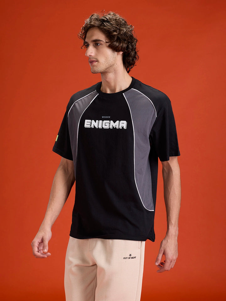 Casual Men Sporty Look Oversized Fit Tee With Print | Black