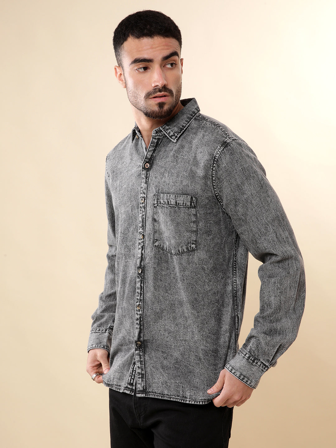 Washed Grey Denim Shirt