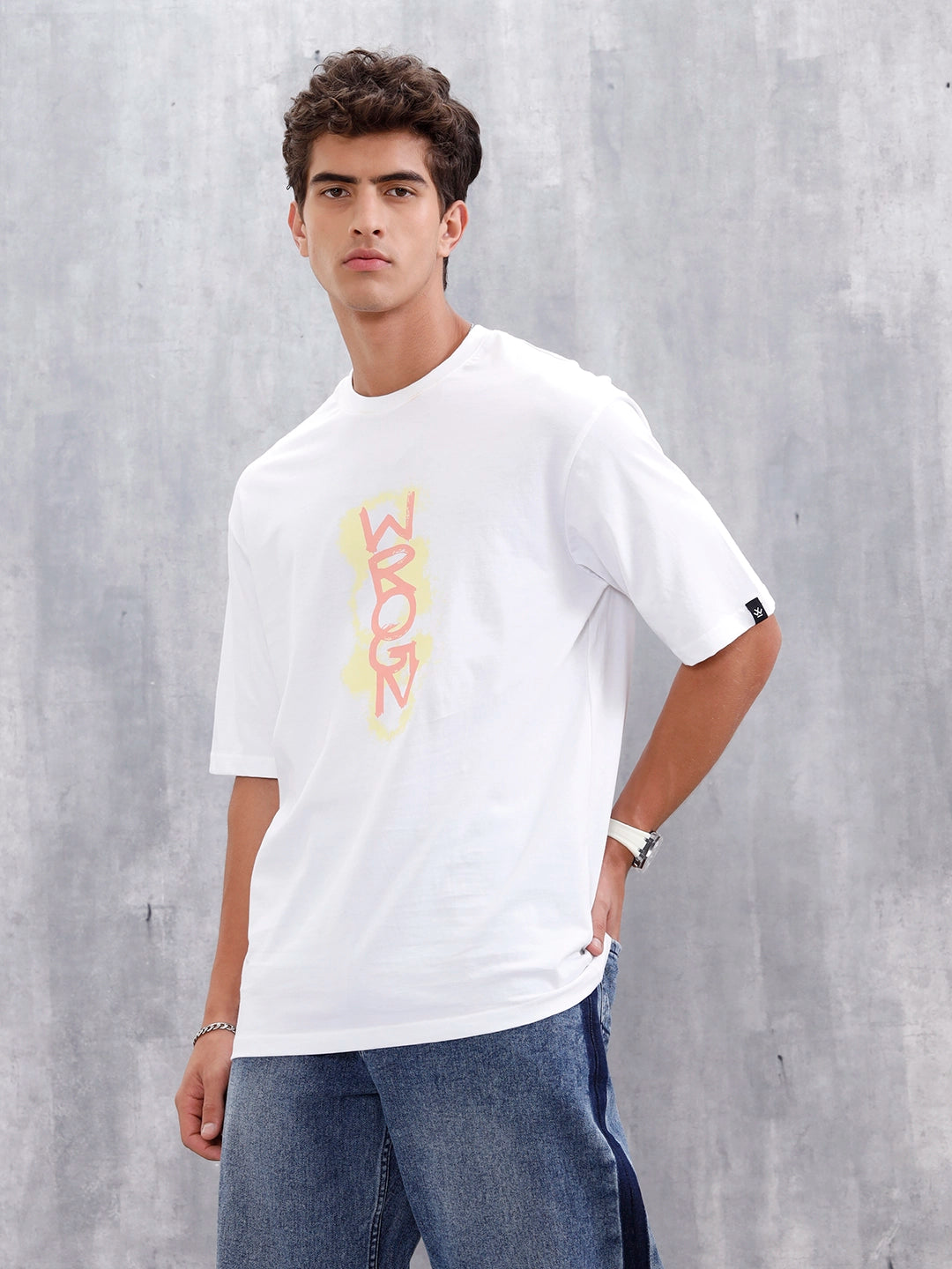 Casual Men Tee With Graphic | White