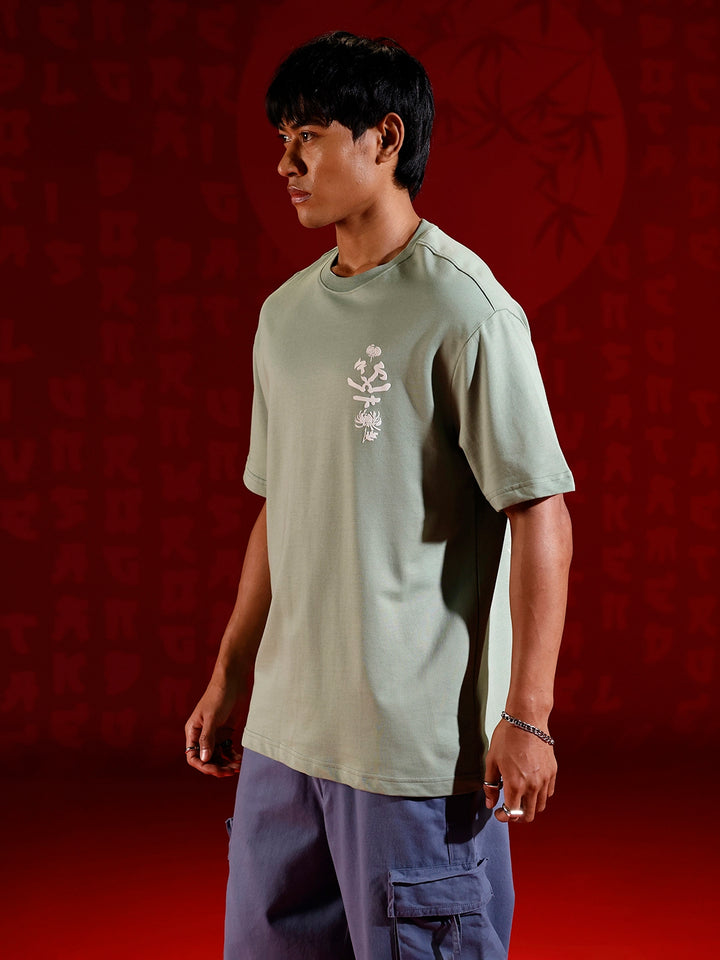 Minimal graphic print oversized tshirt | Green