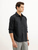 Regular Fit Striped Shirt  | Black