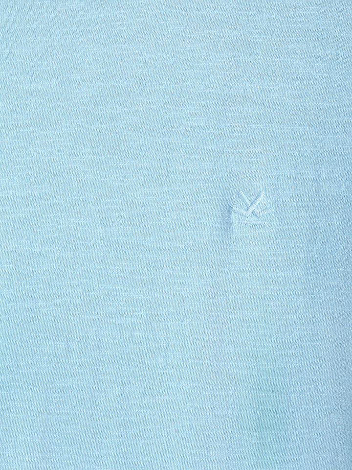 Raw Edged Blue Crew Neck T-Shirt