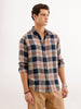 Classic Slim Fit Checkered Shirt  | Navy Blue