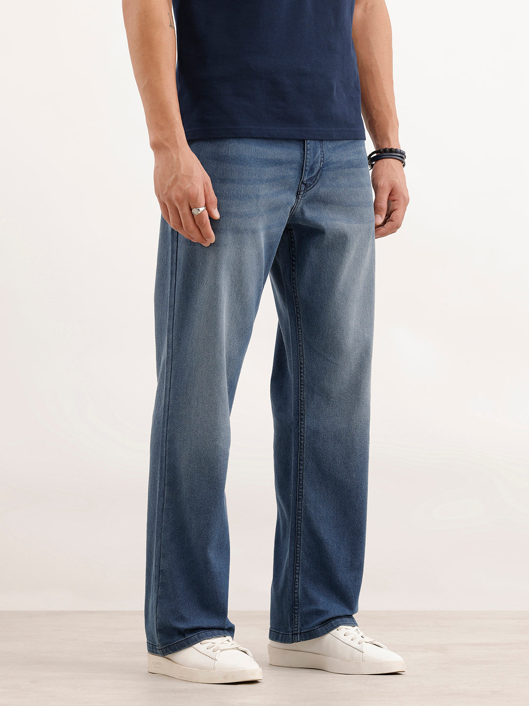 Bootcut Fit Faded Denim Jeans  | Light Blue