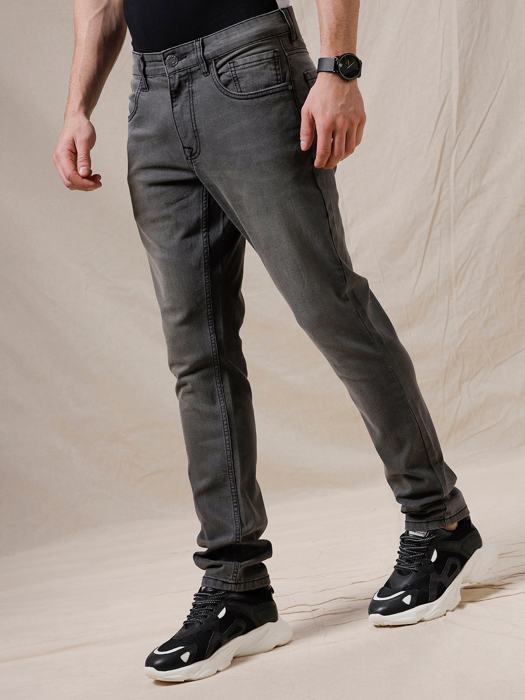Solid Stone Grey Jeans