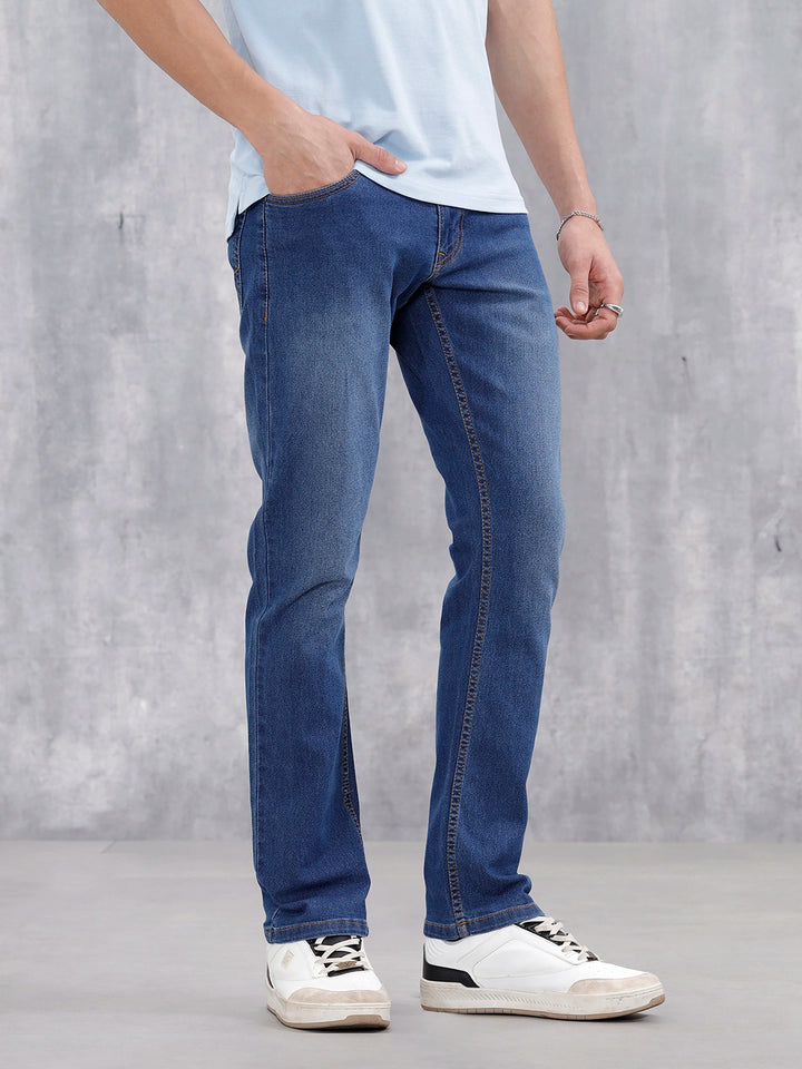 Men's Casual Straight Fit Jeans | Med Stone