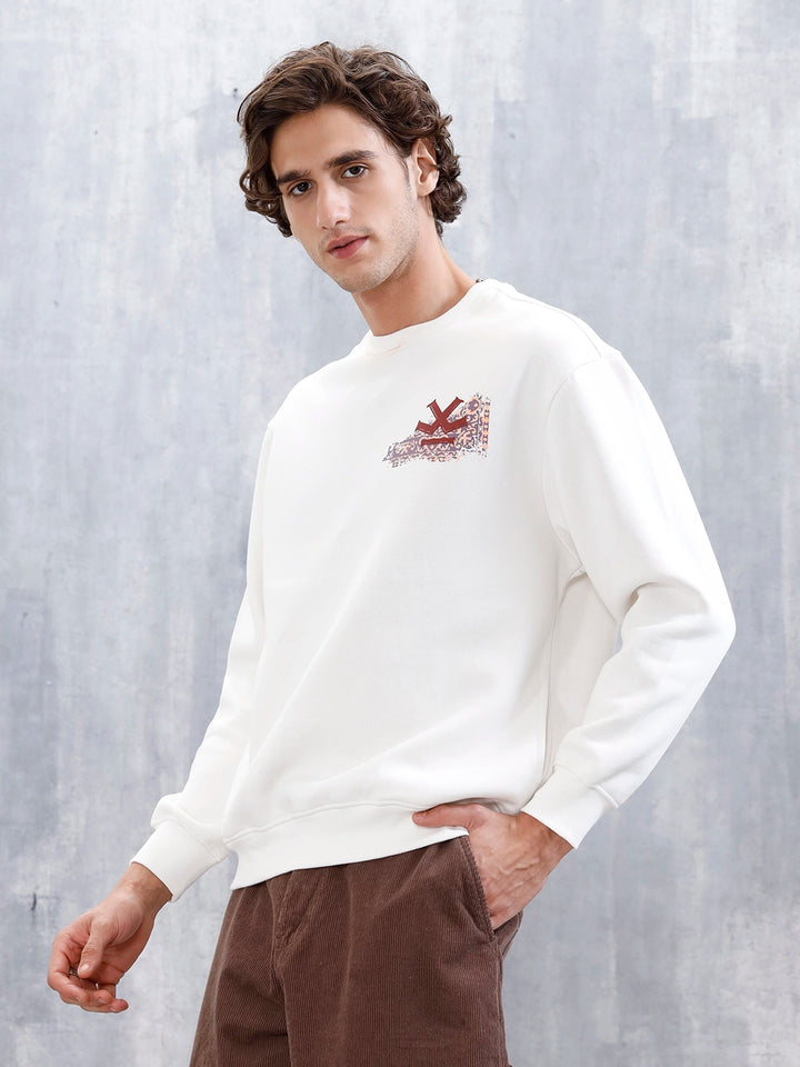 Casual Oversized Sweatshirt With Graphic  | Off White