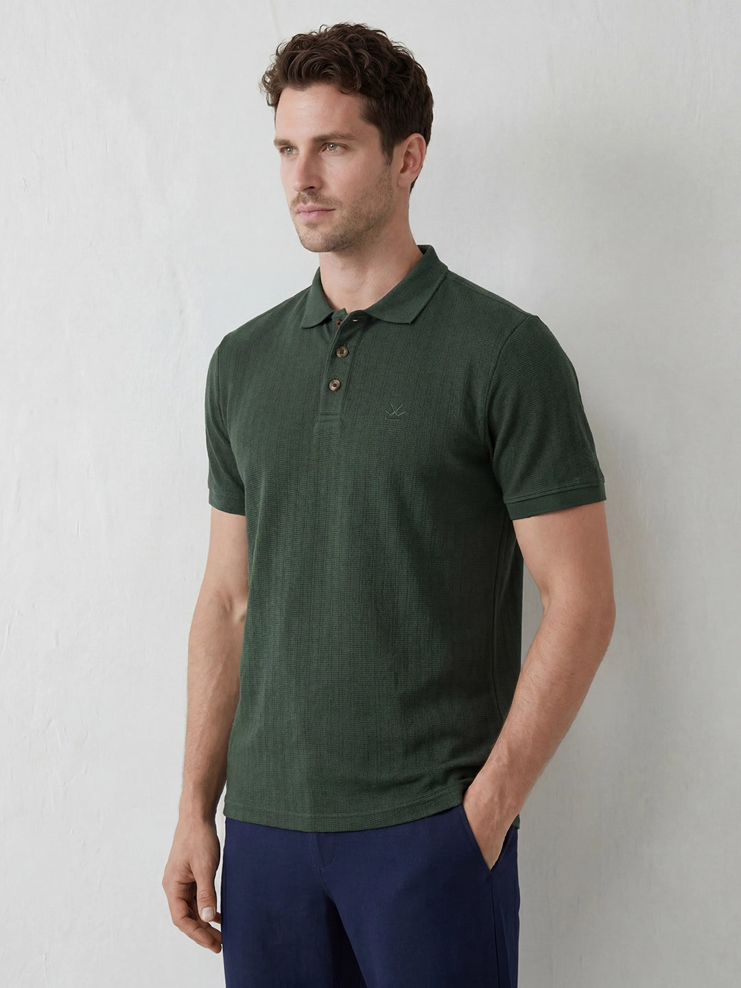 Classic Textured Polo T-Shirt | Teal
