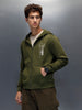 Men's casual graphic printed hooded sweatshirt | Green
