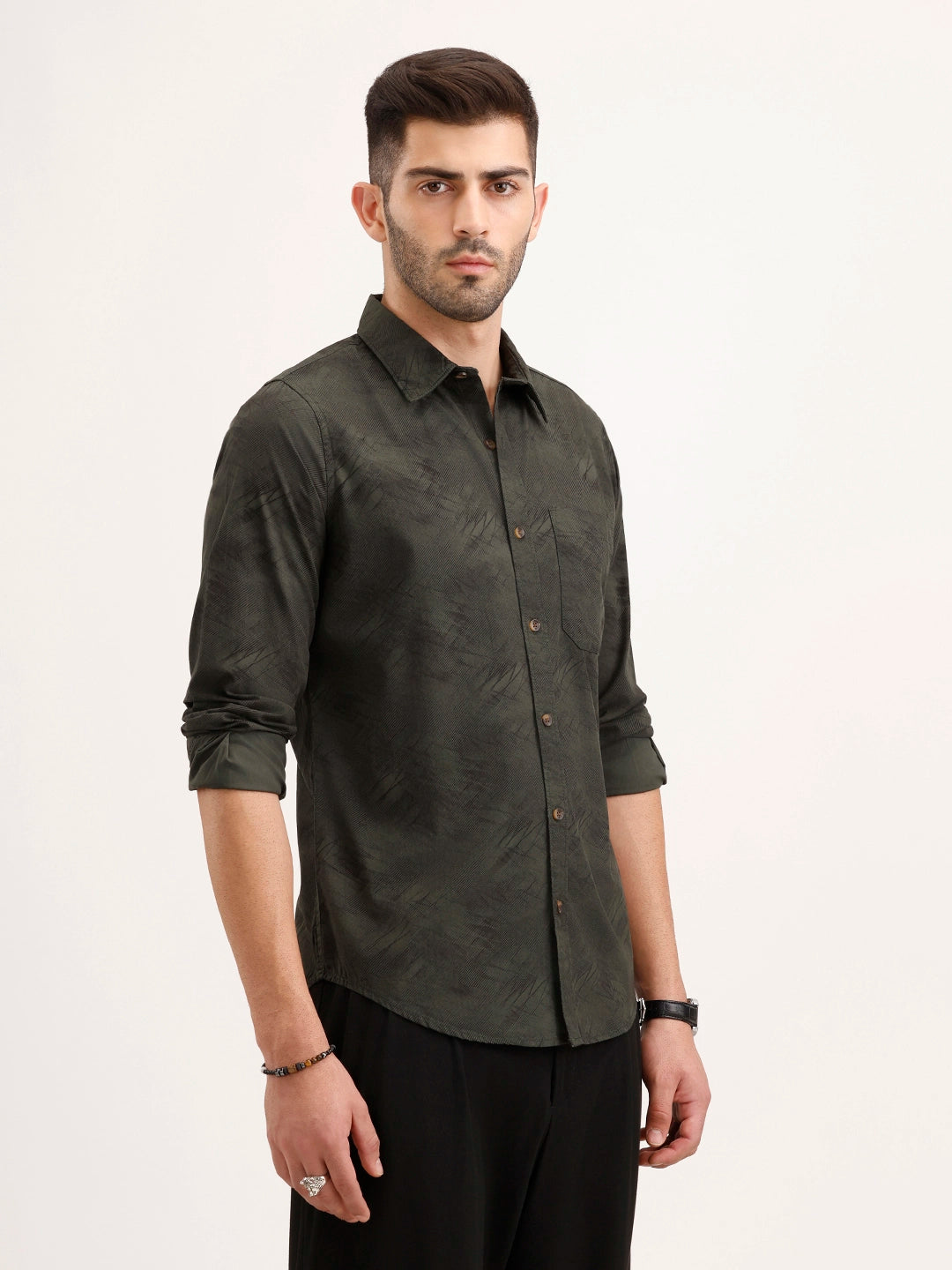 Regular Fit Full Sleeve AOP Shirt | Green