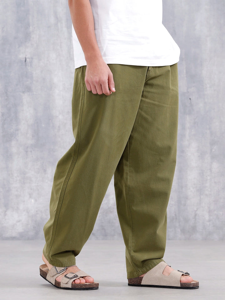 Men's Casual Loose Fit Trouser | Olive