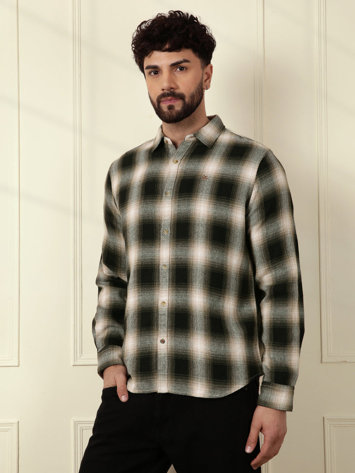 Shadow Checked Cotton Shirt | Black