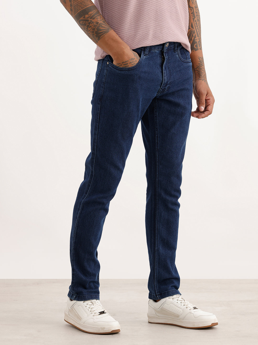 Solid Slim Fit Denim Jeans | Dark Blue
