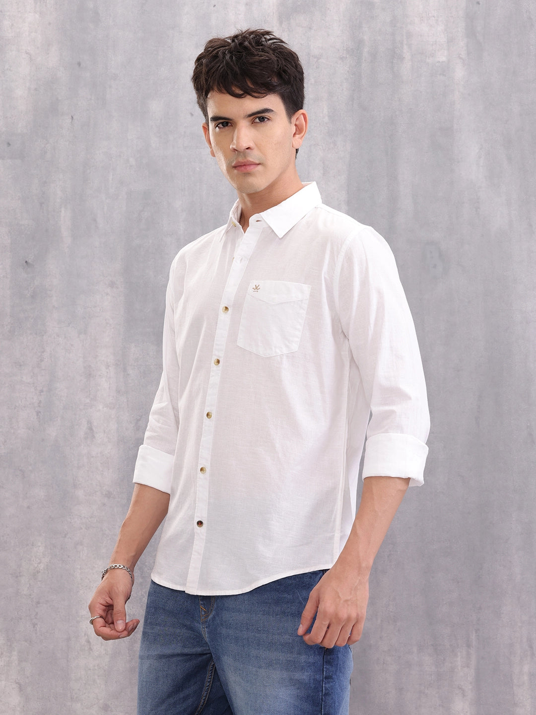100% Cotton Classic Full Sleeve Shirt I White