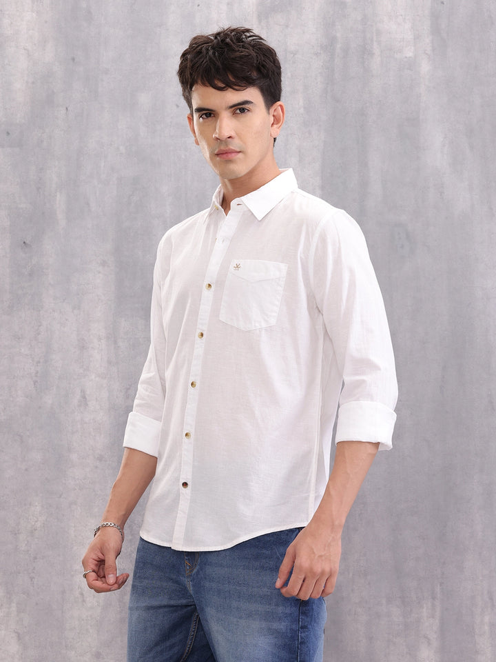 100% Cotton Classic Full Sleeve Shirt I White