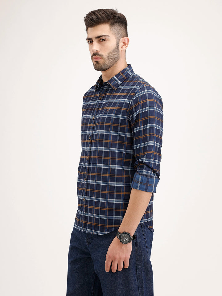 Slim Fit Checkered Shirt | Blue