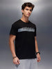 Placement Printed Regular Fit T-Shirt   |  Black